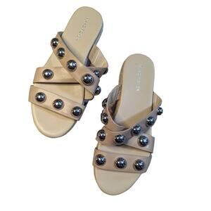NEW Marc Fisher Prisca Ball Studded Espadrille Slide Sandals Size 8